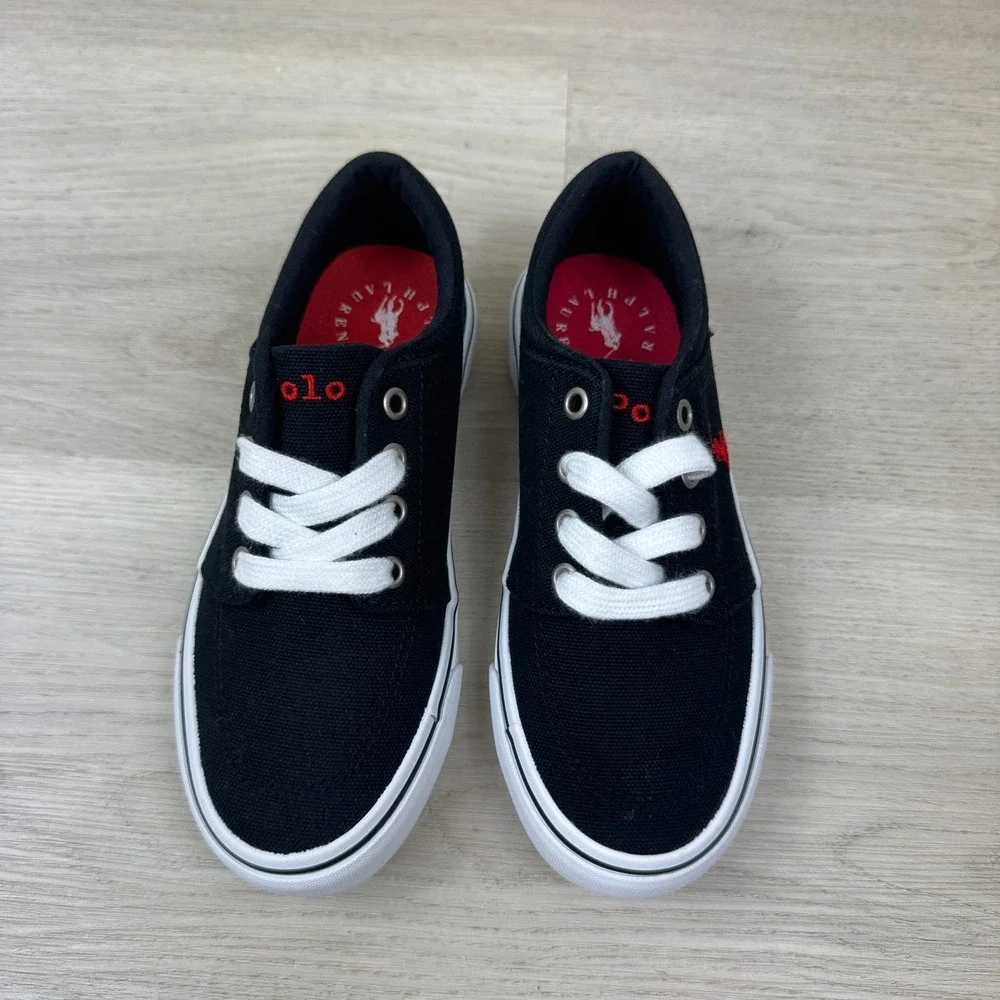 Polo Ralph Lauren Faxson Sneaker Boys 13 Black Red Canvas Pony